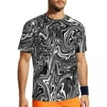 thumbnail image 3 of Black And White Liquid Gym T Shirt Abstract Marble Fashion T-Shirts Couple Casual Tshirt, 3 of 5