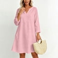 thumbnail image 5 of Byworldtasic Long Sleeve Dress for Women Tops Dressy Casual Tunics Top Cute Tee V Neck Blouses Dress, 5 of 8