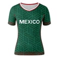 thumbnail image 4 of Trendfront Womens Mexico Letter Graphic Soccer V Neck Short Sleeve Geometric Print Country Pride Football Fan Match Day Athletic Style Top, 4 of 4
