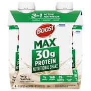 BOOST Max Protein Nutritional Shake, Very Vanilla, 30g Protein, 18 -11 FL OZ (325 mL) Cartons