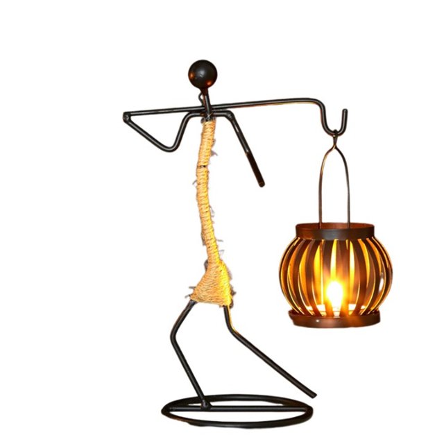 Inspired Tea Light Candle Holder with Metal Art Girl Figure