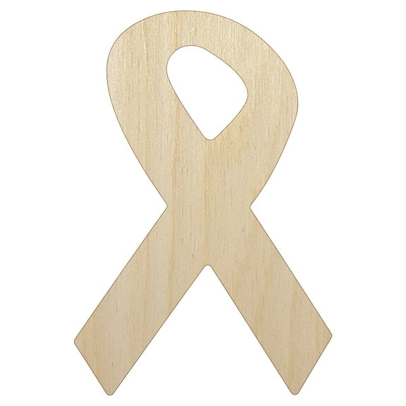 Awareness Ribbon Solid Wood Shape Unfinished Piece Cutout Craft DIY Projects - 4.70 Inch Size - 1/8 Inch Thick