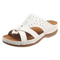 thumbnail image 4 of Pandaie Orthopedic Wedge Sandals for Women Summer Casual Open Toe Wide Width Platform Slip on Boho Casual Walking Slippers with Arch Support White Size 7.5, 4 of 5