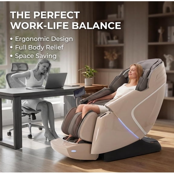 4D intelligent extra-long SL guide rail massage chair, full-body airbag wrapping, shoulder height detection for precise pain points, constant temperature hot compress.