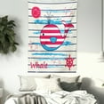 thumbnail image 3 of Cartoon Tapestry, Cute Whale Swimming with Fish Sailor Marine World Kids Cartoon Image Print, Wall Hanging for Bedroom Living Room Dorm Decor, 60W X 80L Inches, Cream Red Blue, by Ambesonne, 3 of 5