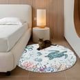 thumbnail image 2 of Round Rug 3.3Ft Washable Non-Slip, Teal Turtle Coastal Circle Area Rugs for Living Room Bedroom, Octopus Coral Summer Beach Starfish Indoor Floor Mats Carpet Runner for Home Decor Aesthetic, 2 of 8