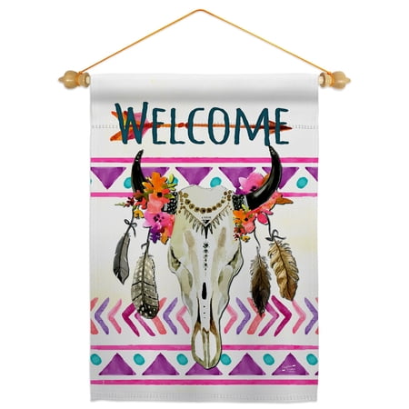 Bohemian Bull Skull Garden Flag Set Southwest 13 X18.5 Double-Sided Yard Banner