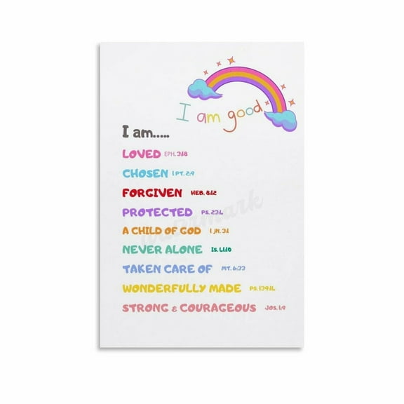 Christian Bible Affirmations for Kids Poster Sunday School Kids RoomChild of God Sign, Nursery (1) Canvas Painting Wall Art Poster for Bedroom Living Room Decor