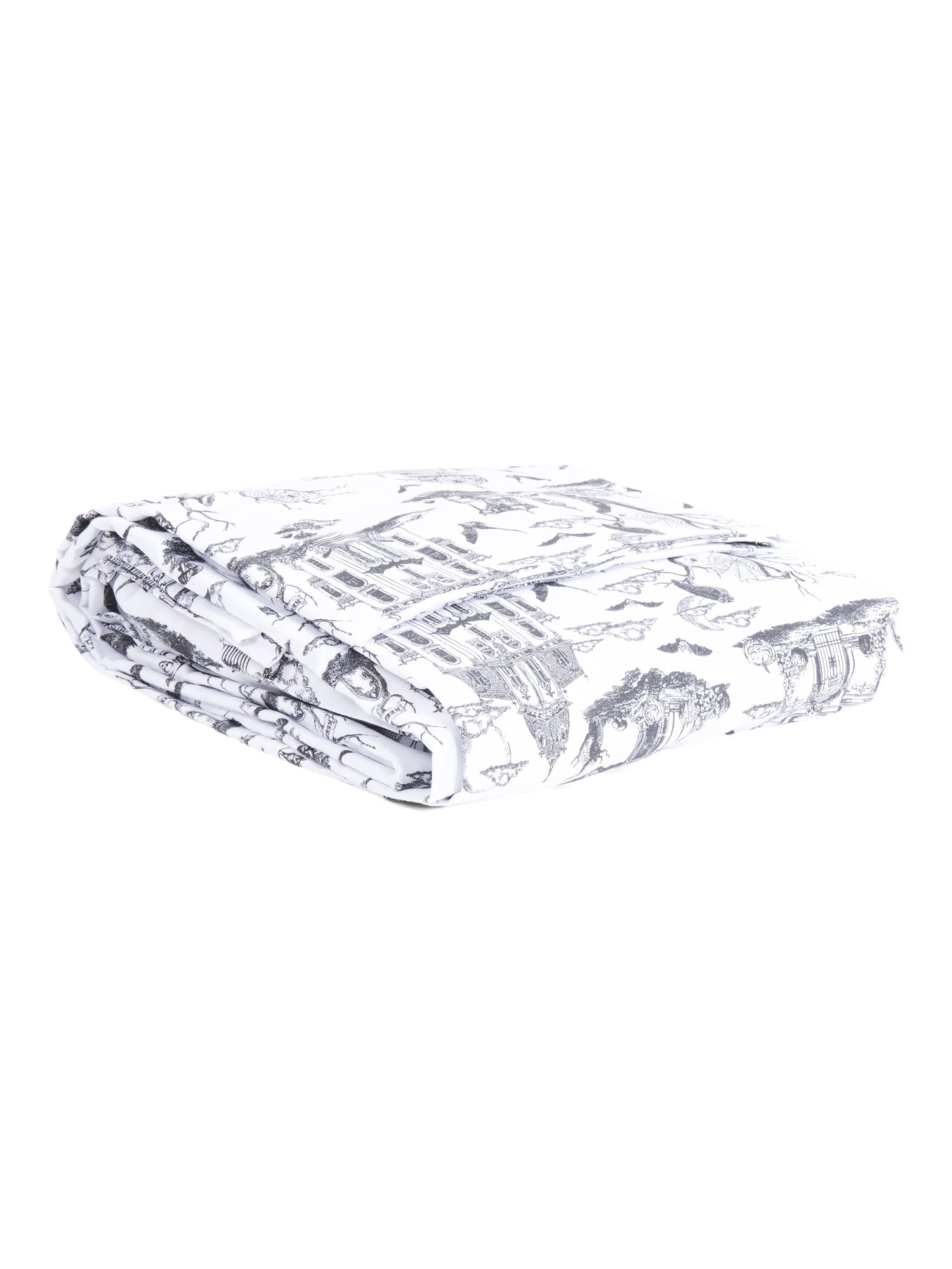 Cynthia Rowley Halloween Cotton Sheet Set, Black & White Haunted Toile, Queen