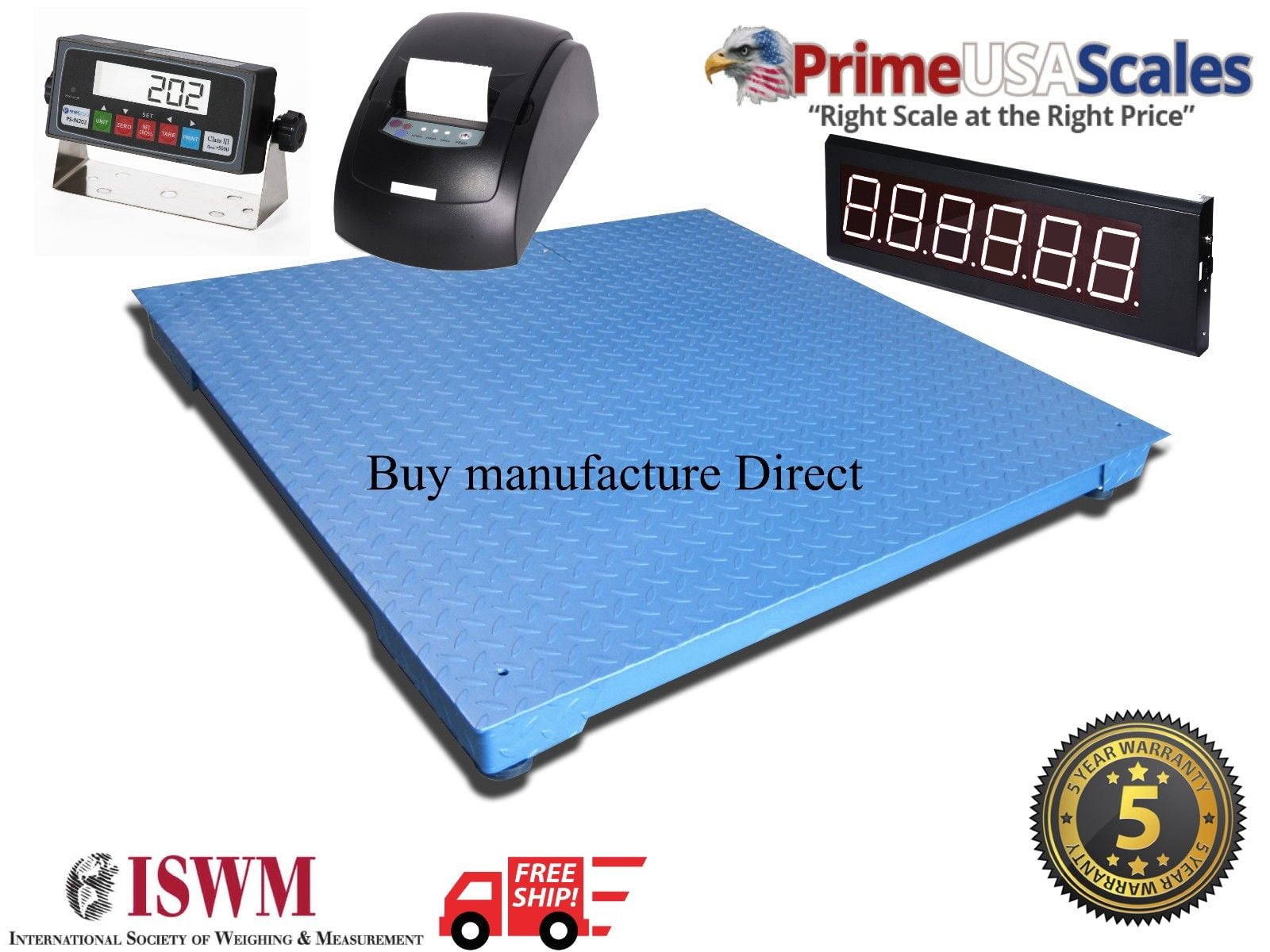48" x 48" Floor Scale with Printer & Scoreboard Warehouse Industrial