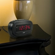 Equity Digital 0.60 Red LED Corded Electric Black Alarm Clock, 30228