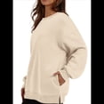 thumbnail image 2 of Sudadera de Gran Tamaño para Mujer, Cuello Redondo, Larga, Jersey de , Ropa de Moda de Otoño con Bolsillo Albaricoque M, 2 of 9