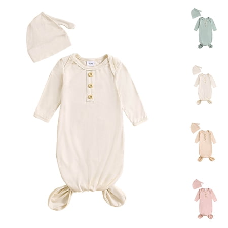Bmisegm Jumpsuit Soft Cozy Baby One Piece Sleepsuit Hat Two Piece Set Comfortable Loungewear Cute Romper,Beige,One Size