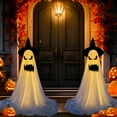 thumbnail image 2 of Dakimoe Halloween Decorations Outdoor, 2 Pack Ghosts Decorations Halloween Party Decorations Indoor, Spooky Ghost Decor with String Lights, Halloween Ghost Lights for Porch Yard Garden Lawn, 2 of 7