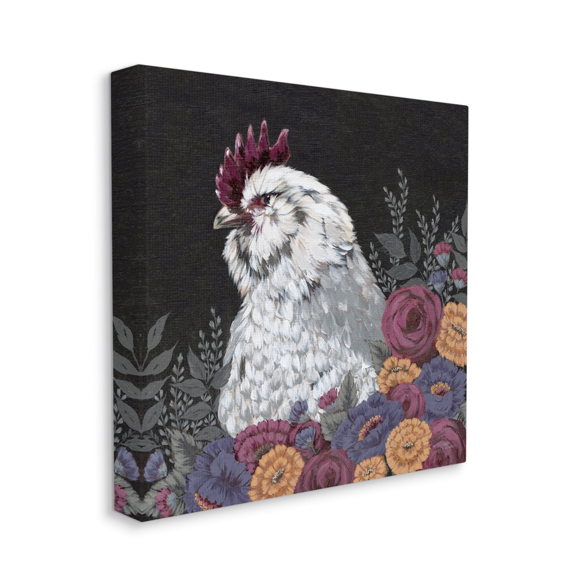 Stupell Industries Hen & Country Florals Animals & Insects Painting Gallery Wrapped Canvas Art Print Wall Art, 36 x 36