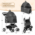 thumbnail image 2 of MoNiBloom 4 Wheel Foldable Dog Pet Stroller with Cup Holder, Black with White Polka Dots, 2 of 13