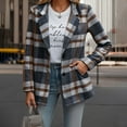 thumbnail image 4 of Women Plaid Shacket Jacket Trendy Fall Casual Button Checkered Trench Coat Winter Clothing with Pockets New Plus Size Jacket for Women Dark Blue L, 4 of 8