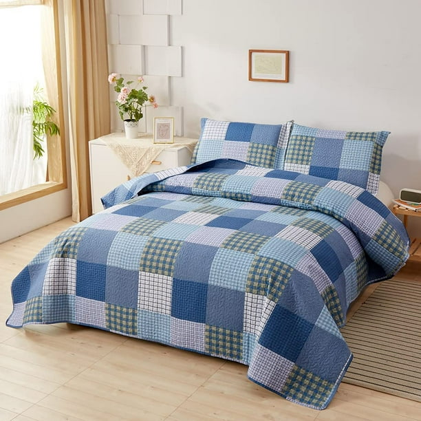 Navy blue top quilted pillow shams
