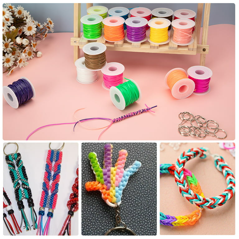 Gimp Bracelet Making Kit Plastic Lanyard String with Jewelry Clasp Key  Chain Ring Lanyard Clips Snap Lanyard Hooks Gimp Bracelet Cord for  Friendship