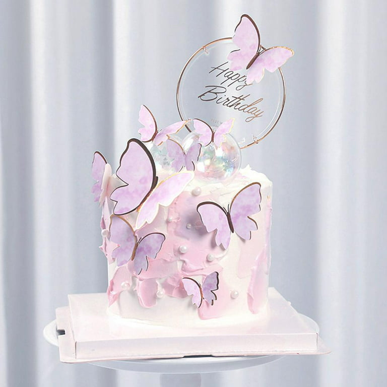 Cake topper Happy Birthday papillon