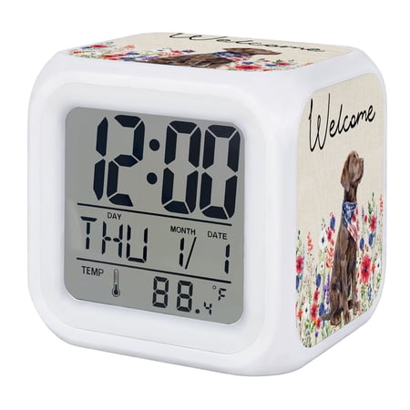 America Flag Patriotic Digital Alarm Clock for Bedrooms,Smart LED Alarm Clock with 7 Color Changing