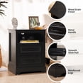 thumbnail image 4 of 18" Farmhouse Night Stand with Charging Station, Bedside Tables with 2 Drawers & Storage Shelf, Side End Tables  for Bedroom Living Room, Black, 4 of 10