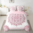 thumbnail image 3 of Manfei Vintage Damask Female 7-Piece Bedding Comforter Set, Mystic Pink Boho Floral King Bedding Sets, Southwestern Reversible Bed Sheets, Microfiber Bedroom Decor, 3 of 8