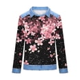 thumbnail image 5 of Long Sleeve Crewneck Pullover for Women Faux Denim Collar Leaf Print Sweatshirt Loose Fit Casual Graphic Top Soft Breathable Daily Wear Clothes, 5 of 5