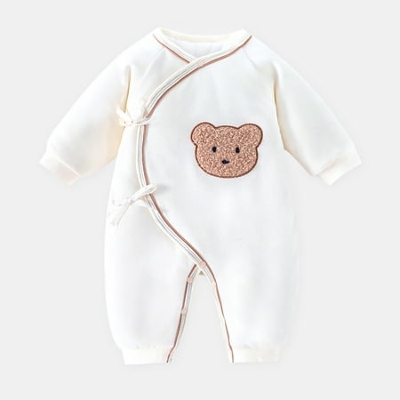 

Breampot Newborn Butterfly Clothes Thickened In Autumn And Winter 0-6 Months Baobao Warm Pajamas Cotton Baby Clothes