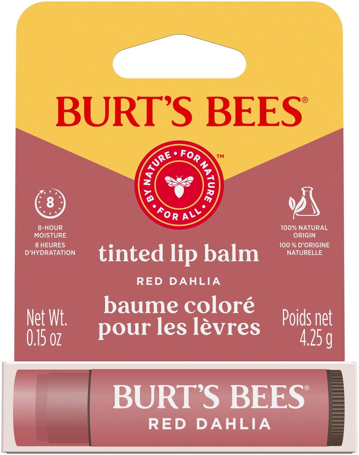 Burt's Bees 100% Natural Origin Moisturizing Tinted Lip Balm, Red Dahlia with Shea Butter, Tinted Lip Balm, Red Dahlia