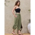 thumbnail image 4 of DARING DIVA Women's Lantern Cropped Wide Leg Pants Small Army Green, 4 of 6