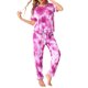 thumbnail image 2 of Conjunto de pijamas para mujeres INSPIRE CHIC, ropa de dormir suave, camiseta de teñido anudado con pantalones, atuendos de sudadera con bolsillo M Rosa, 2 of 6