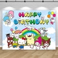 thumbnail image 3 of Fondo con temática de Kuromi, Hello Kitty, niña, fiesta de primer cumpleaños, baby shower, fondo para fotografía, estudio fotográfico, pancarta decorativa, 3 of 5