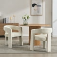 thumbnail image 3 of Guyou Modern Velvet Upholstered Dining Chair, Cute Barrel Side Armchair Kitchen Chair with Armrests and Back for Living Room Dining Room Bedroom, Ivory, 3 of 15