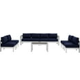thumbnail image 3 of Modway Shore 7 Piece Outdoor Patio Sectional Sofa Set in Silver Navy, 3 of 7