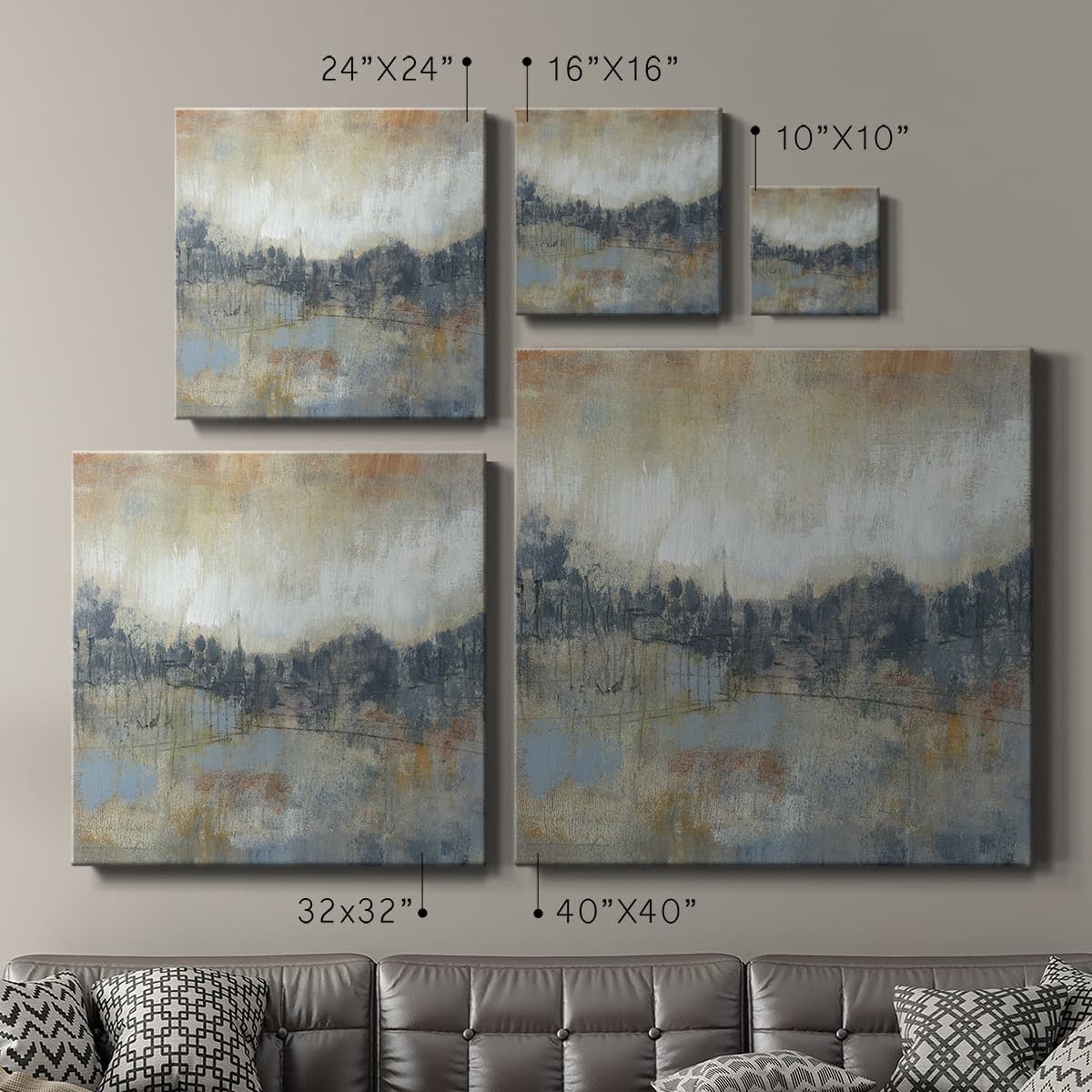 Wexford Home Cool Grey Horizon I-Premium Gallery Wrapped Canvas, 24" x 24" - Ready to Hang