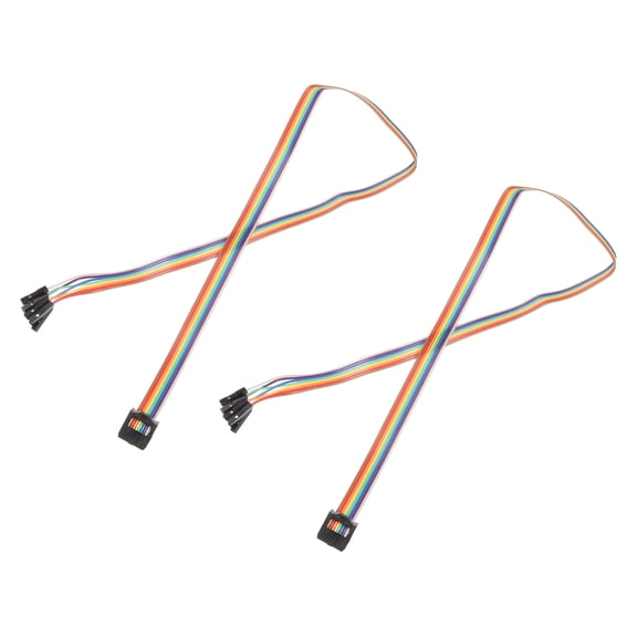 2 Pcs IDC Rainbow Wire Flat Ribbon Cable FC-Female to 8P 19.6 Inch Length 2.54mm Pitch Breadboard Jumper Wires