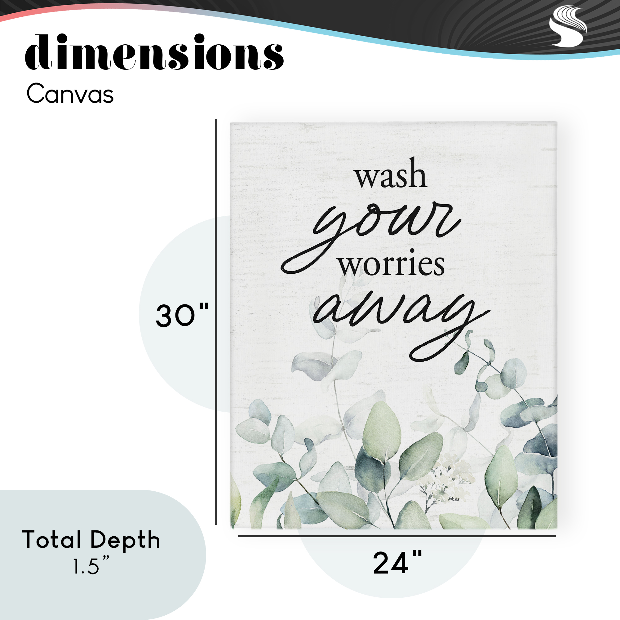 Wash Worries Away Herb Leaves Canvas Wall Art, design by Lettered and Lined