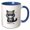 Blue/White, variant on 3drose, Thinking of You Text and an Image of an Angry Gray Cat, Funny Gift, 11oz Mug