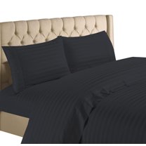 Hotel Collection 1800 Super Soft & Wrinkle Free Luxurious Stripe 4-Piece Sheet Set (Twin, Black)