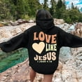 thumbnail image 5 of Women's Christian Hoodie 2025 Fall Winter Fashion Love Like Jesus Christian Hoodie Sweatshirt with Pockets Pullover Top, 5 of 8