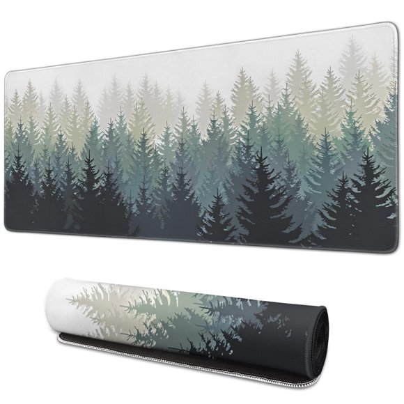 Turn Work into Play - Forest Patterned XXL Mouse Mat, Extended Non-Slip Desk Pad with Durable Stitched Edges (31.5 x 11.8inches) - Upgrade Your Gaming Setup