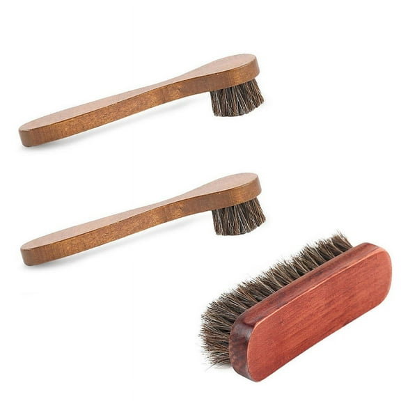 Horsehair Shoe Brush Shine Kit, Shoe Polish Kit, Leather Shoe Cleaning Brush Care Clean Tool