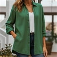 thumbnail image 2 of Dress Shirts for Women, Yigetop Womens Classic Fit Dress Shirts Long Sleeve Button Down Wrinkle Solid Casual Work Blouse Top Button Up Shirt Women Green L, 2 of 5
