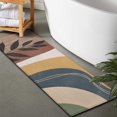 thumbnail image 2 of Brown Boho Geometric and Plant Pattern Bathroom Rugs Mat,Non Slip Microfiber Bathroom Rug,Rubber Backing,Soft Bathroom Mats for Bathroom Floor,Tub and Shower,47x17in(120x43cm), 2 of 4
