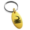 thumbnail image 1 of Stainless Steel Ancient Tribal Vigilance Rune Engraved Small Oval Charm Keychain Keyring, 1 of 1