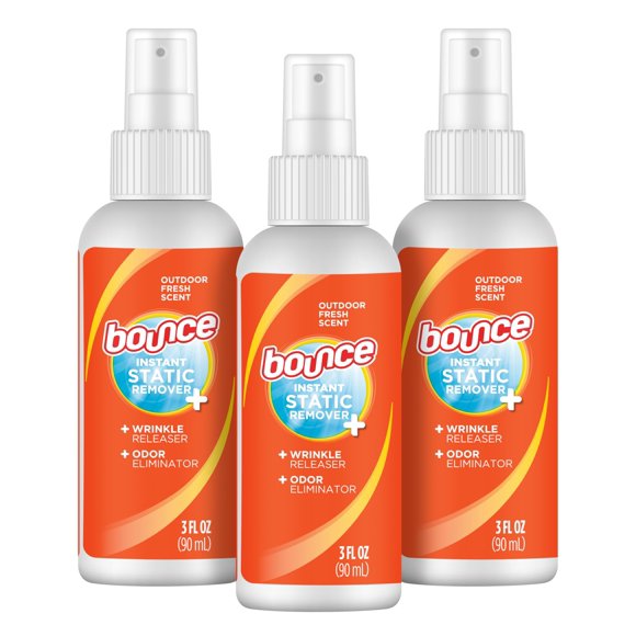 Spray antiestático Bounce 3 en 1 antiarrugas y antiolor 90 ml, pack de 3