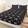 thumbnail image 4 of Erosebridal Pink Bowknot Full Size Sheets For Girls,Cute Bows Kawaii Stars Bed Sheets,Pink Black 4pcs, 4 of 6