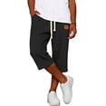 thumbnail image 3 of Enridrech Mens Jogger Capris Pants Plain Drawstring Elastic Waist 3/4 Length Pant Straight Leg Summer Casual Capri Shorts, 3 of 6