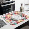 thumbnail image 3 of Pioneer Flower Floral Print Pattern Dish Drying Mat for Kitchen 1 Pack, Ultra Absorbent Microfiber Dishes Drainer Mats,16"x18", 3 of 6